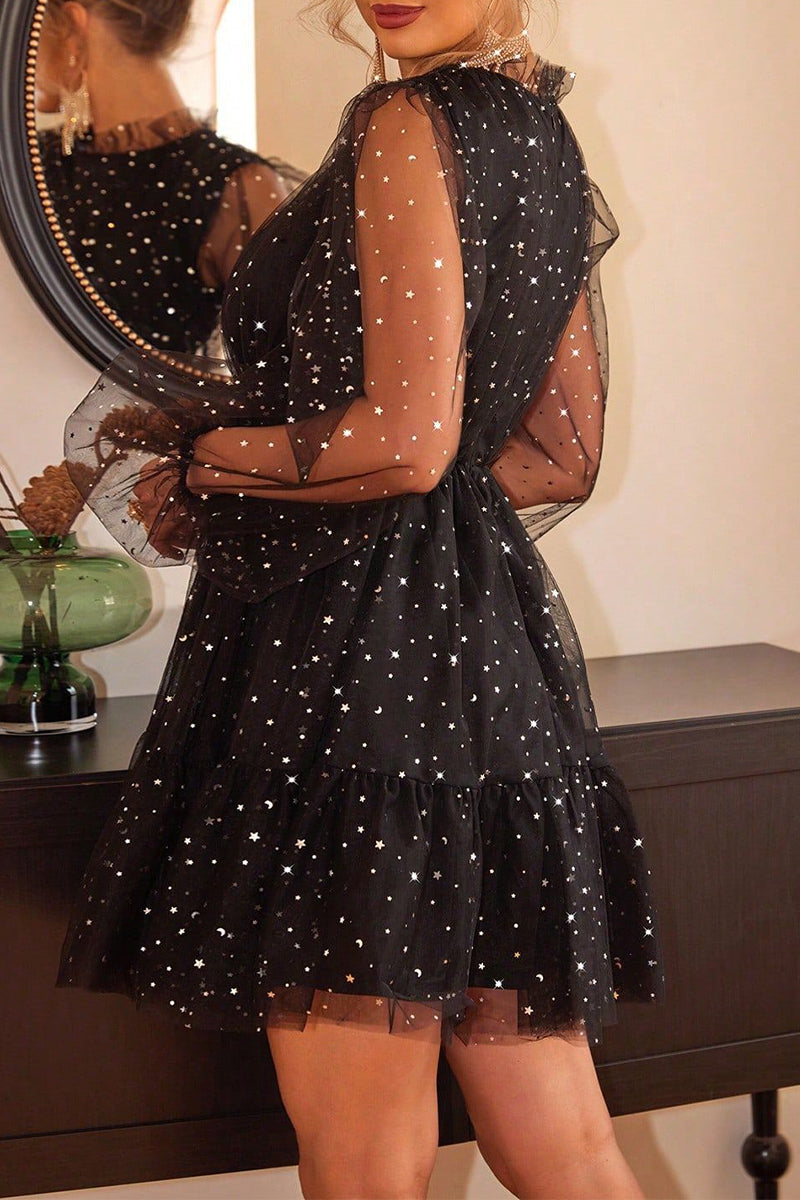 Vestidos de noche elegantes con lentejuelas y cuello redondo (3 colores)