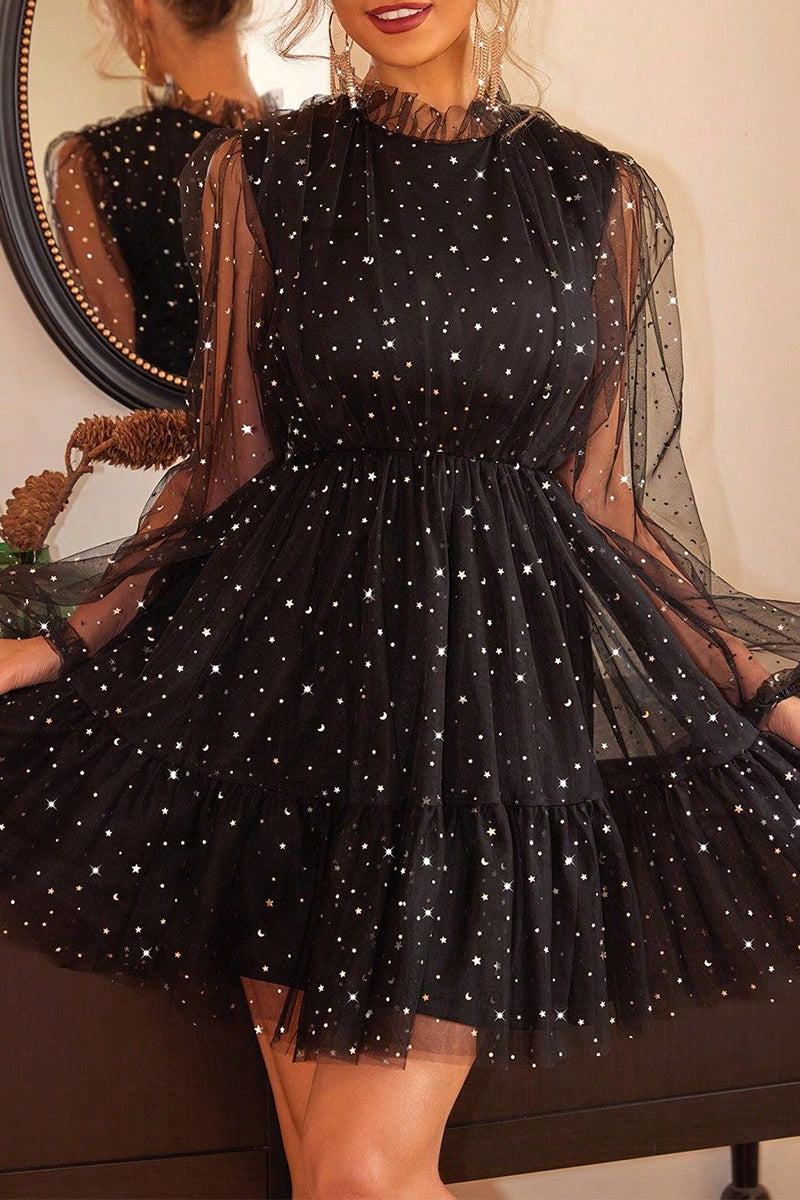 Vestidos de noche elegantes con lentejuelas y cuello redondo (3 colores)