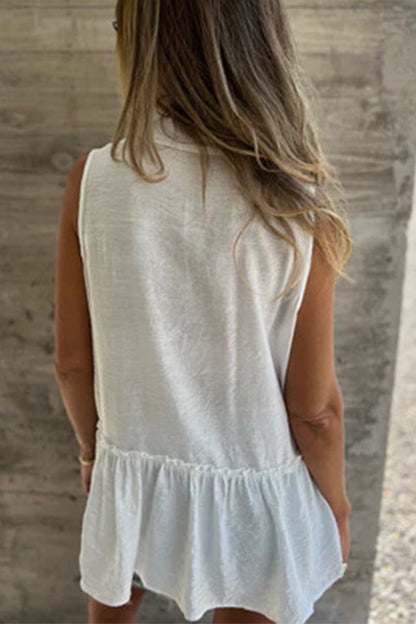 Casual Buttons Pleated Flounce Turndown Collar Blouses(3 Colors)