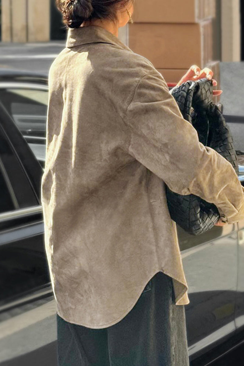 Blusas casuales con botones y cuello vuelto