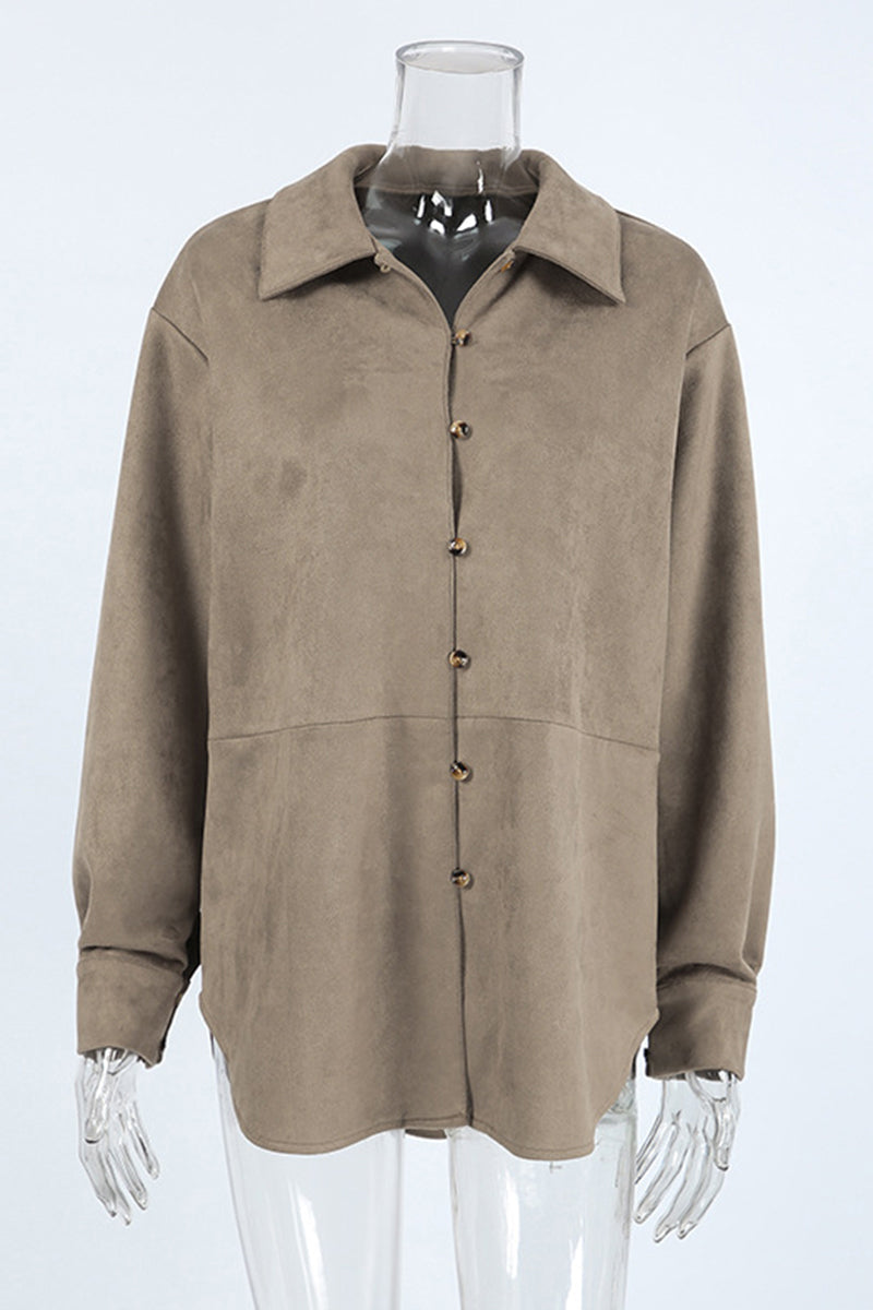 Blusas casuales con botones y cuello vuelto