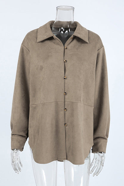 Casual Buttons Turndown Collar Blouses