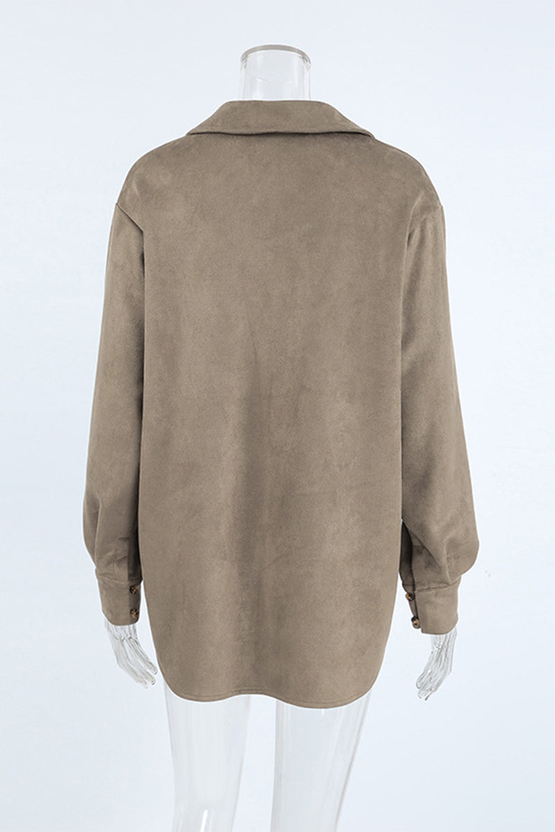 Blusas casuales con botones y cuello vuelto