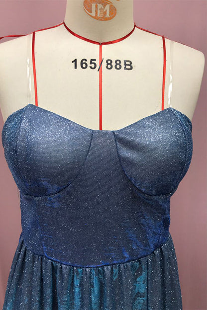 Vestidos de noche sexys sin tirantes con lentejuelas y aberturas