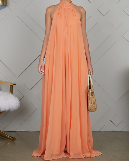 Sleeveless Chiffon Loose Open-Back Jumpsuit