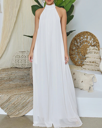 Sleeveless Chiffon Loose Open-Back Jumpsuit