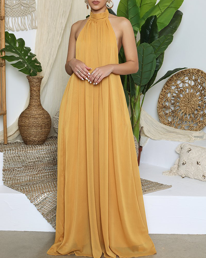 Sleeveless Chiffon Loose Open-Back Jumpsuit