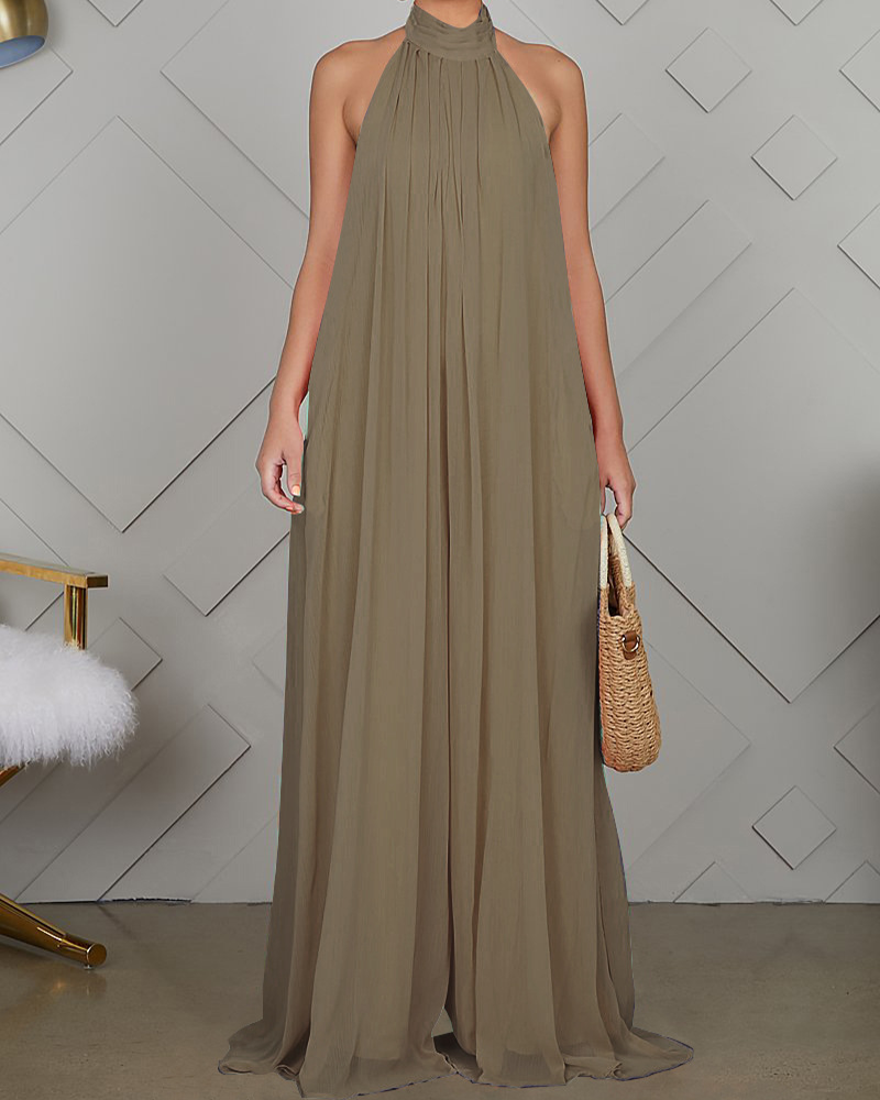 Sleeveless Chiffon Loose Open-Back Jumpsuit