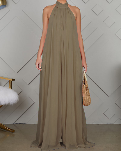 Sleeveless Chiffon Loose Open-Back Jumpsuit