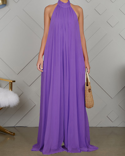 Sleeveless Chiffon Loose Open-Back Jumpsuit