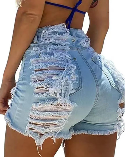 Ripped Denim Shorts