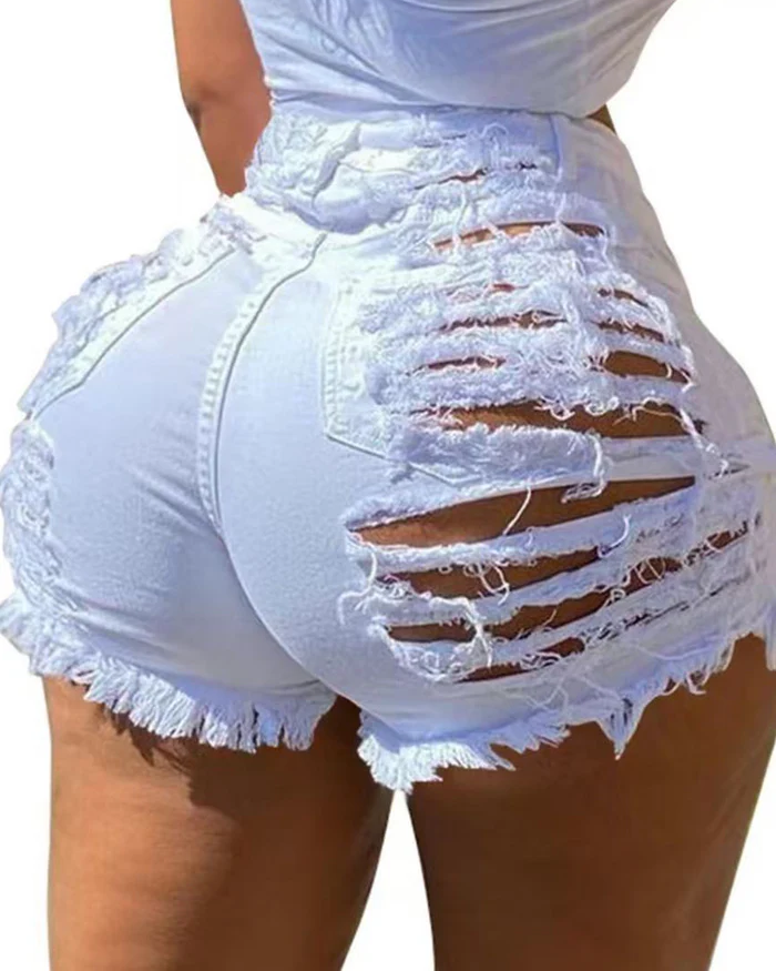 Ripped Denim Shorts