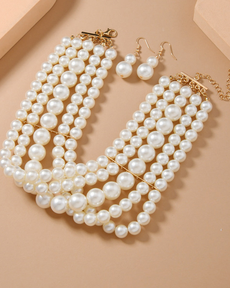 Imitation Pearl Necklace Set
