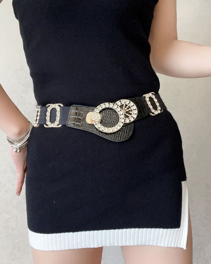 Elastic Women’s Rhinestone Belt