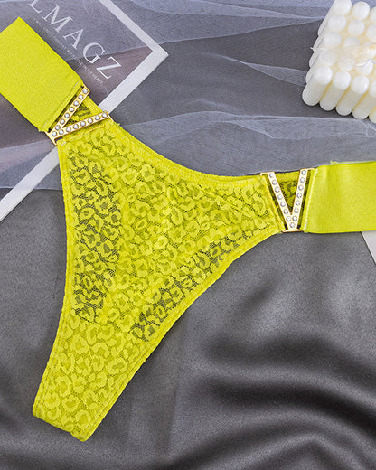 V-Neck Rhinestone Lace Panties（9 Pieces）