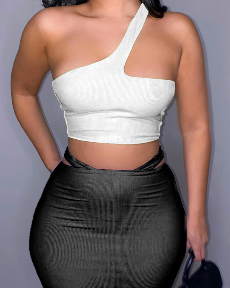 Sleeveless Irregular Hip Skirt Suit