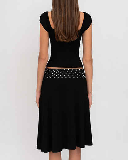 Polka Dot Patchwork Skirt Suit