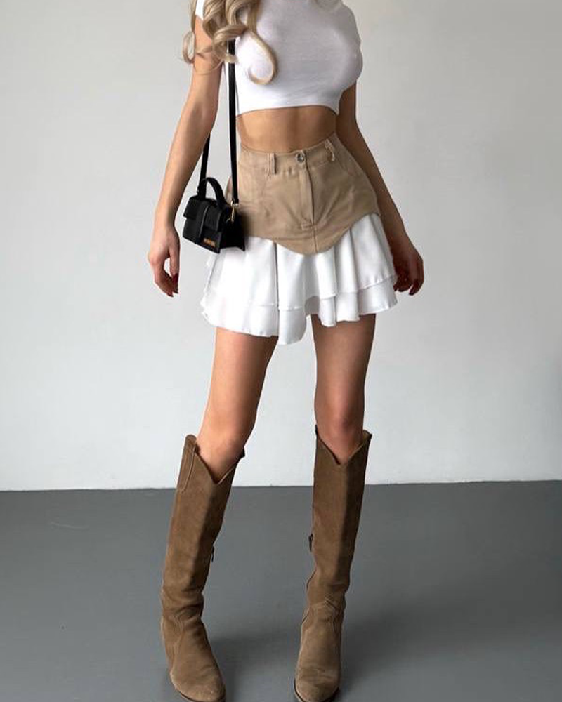 Pleated High Waist Mini Skirt