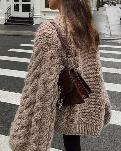 Bell-Sleeve Knitted Loose Sweater