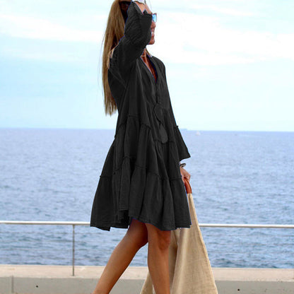 Autumn Jumpsuit Women Loose Stitching Dress