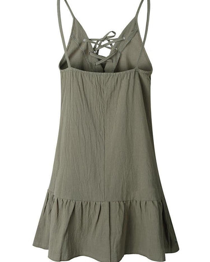 Strap Hollow Out Lace-Up Dress