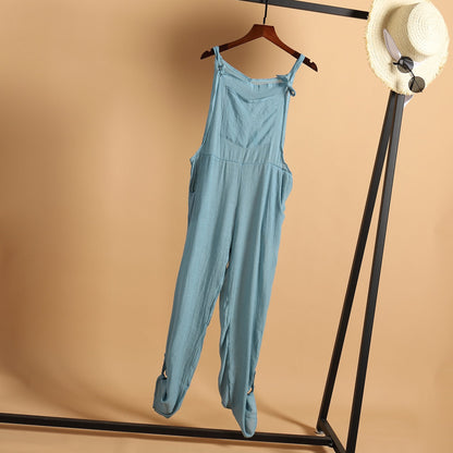Autumn Casual Beach Trousers Solid Color Wide Leg Jumpsuit Playsuit Women