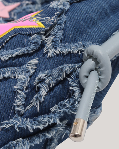 Denim Five-Pointed Star Punk Crossbody Bag