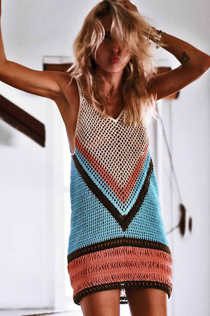 Traje de baño de bikini de playa de verano con protección solar mini vestido