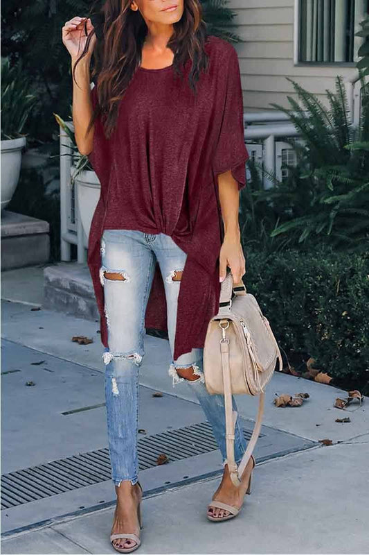 Solid Color Casual T-shirt Top(2 colors)