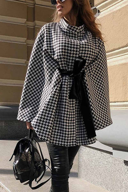Loose Lace Plaid Cloak