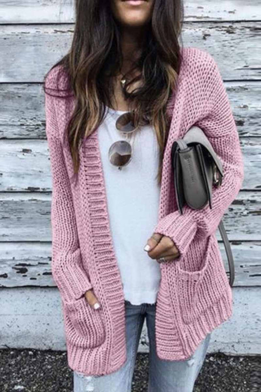 Solid Loose Sleeve Sweater Cardigan
