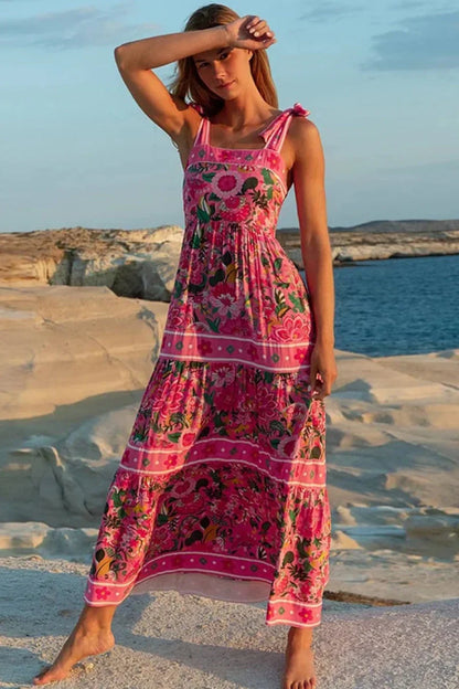 Floral Bowknot Tie One-Piece Swimsuit