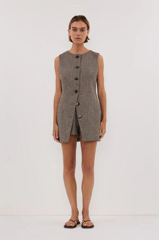 Frankie Choc Tweed Tunic Vest Set