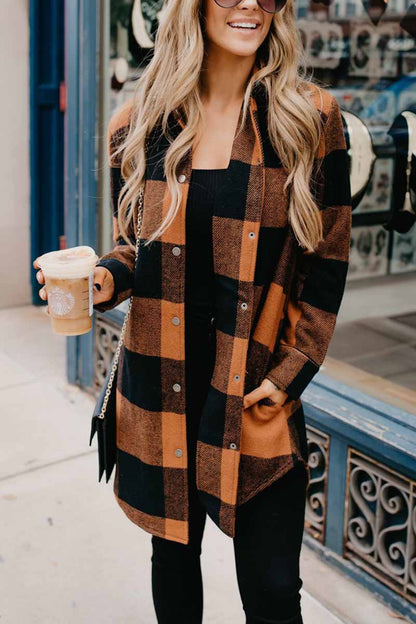 Casual Loose And Versatile Contrasting Plaid Button Tops