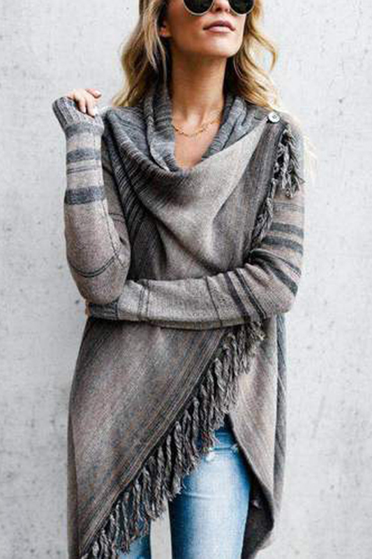 Striped Shawl Sweater 2 Styles