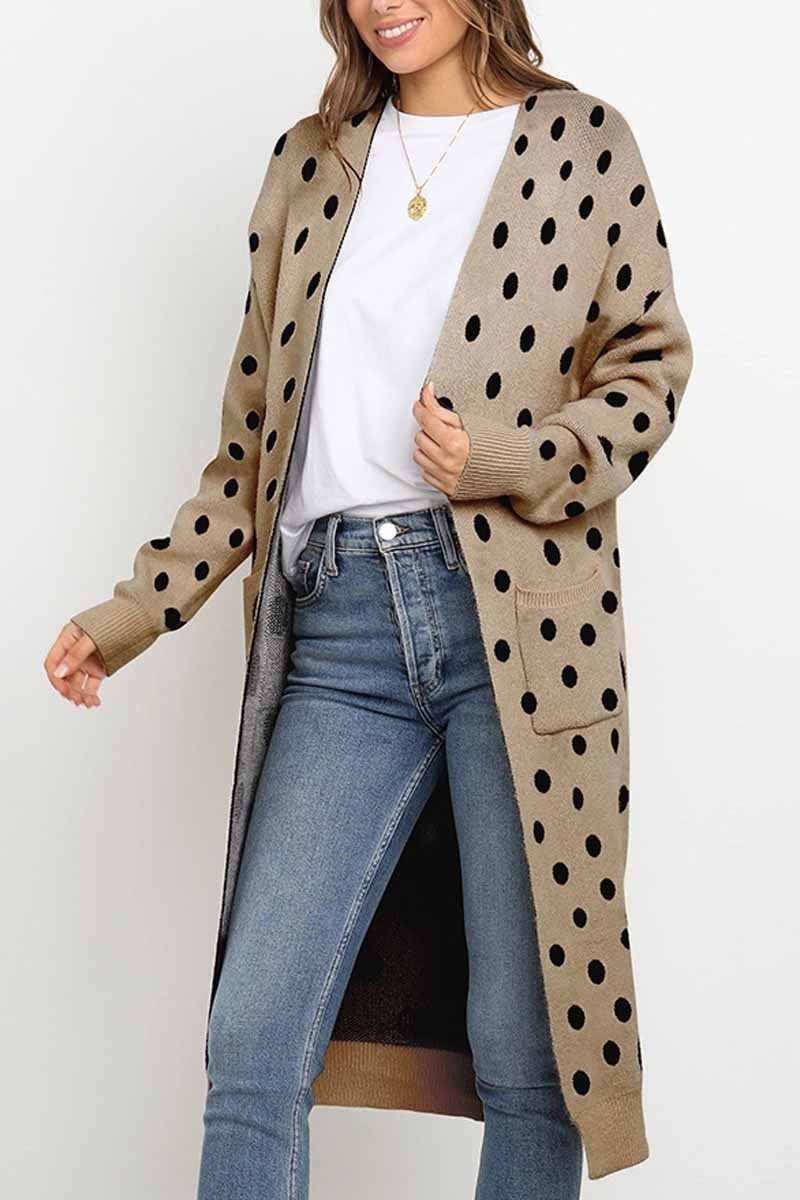Dot Print Sweet Comfy Cardigan Tops Sweater(2 Colors)