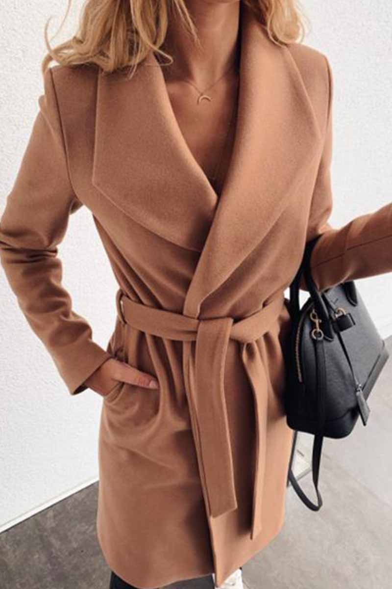 Lapel Solid Color Coat(3 Colors)