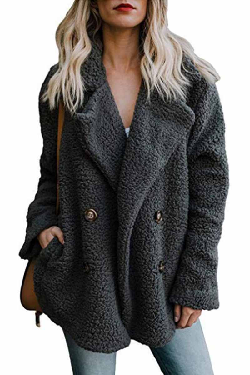 Plush Button Pocket Coat