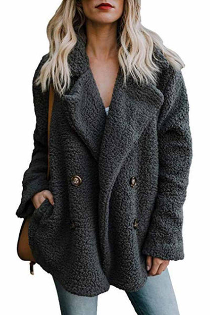 Plush Button Pocket Coat
