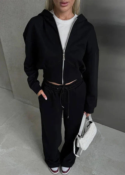 Cozy Cream - Cropped Hoodie and Jogger Set