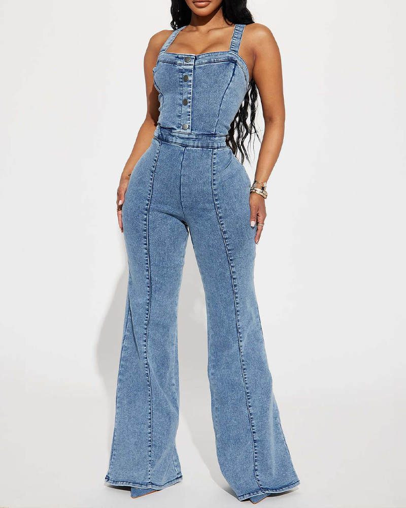 Denim Jumpsuit With Suspenders