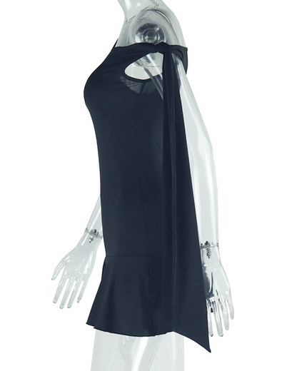 Slanted Neckline Off-Shoulder Irregular Dress