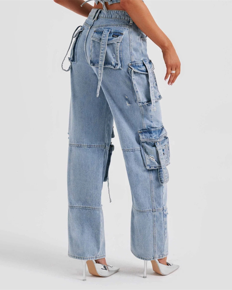 Multi-Pocket Wide-Leg Cargo Pants