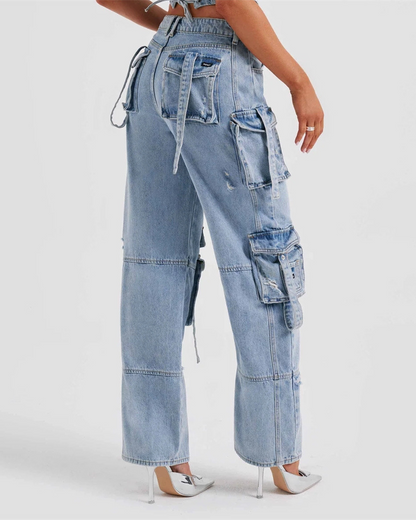 Multi-Pocket Wide-Leg Cargo Pants