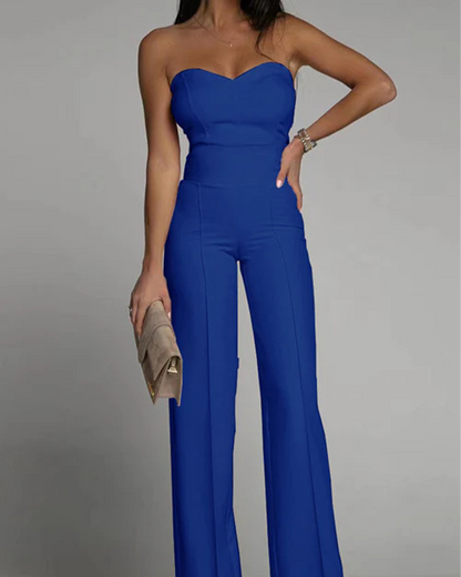 Slim-Fit Tube Top Straight Jumpsuit