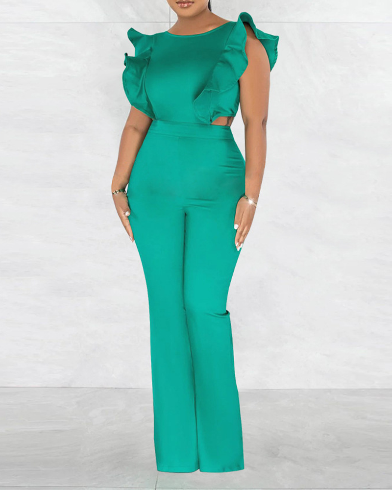 Ruffled Round Neck Jumpsuit