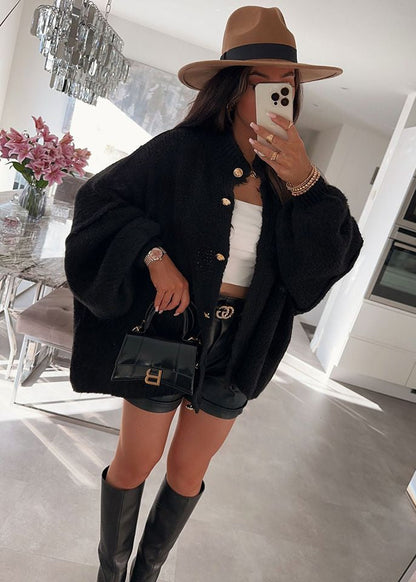 Elora – Oversized Button Front Knit Cardigan