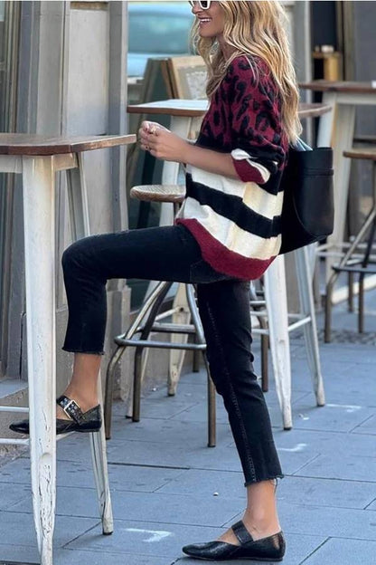 Cárdigan holgado con botones y bloques de color de leopardo de punto Stay Close