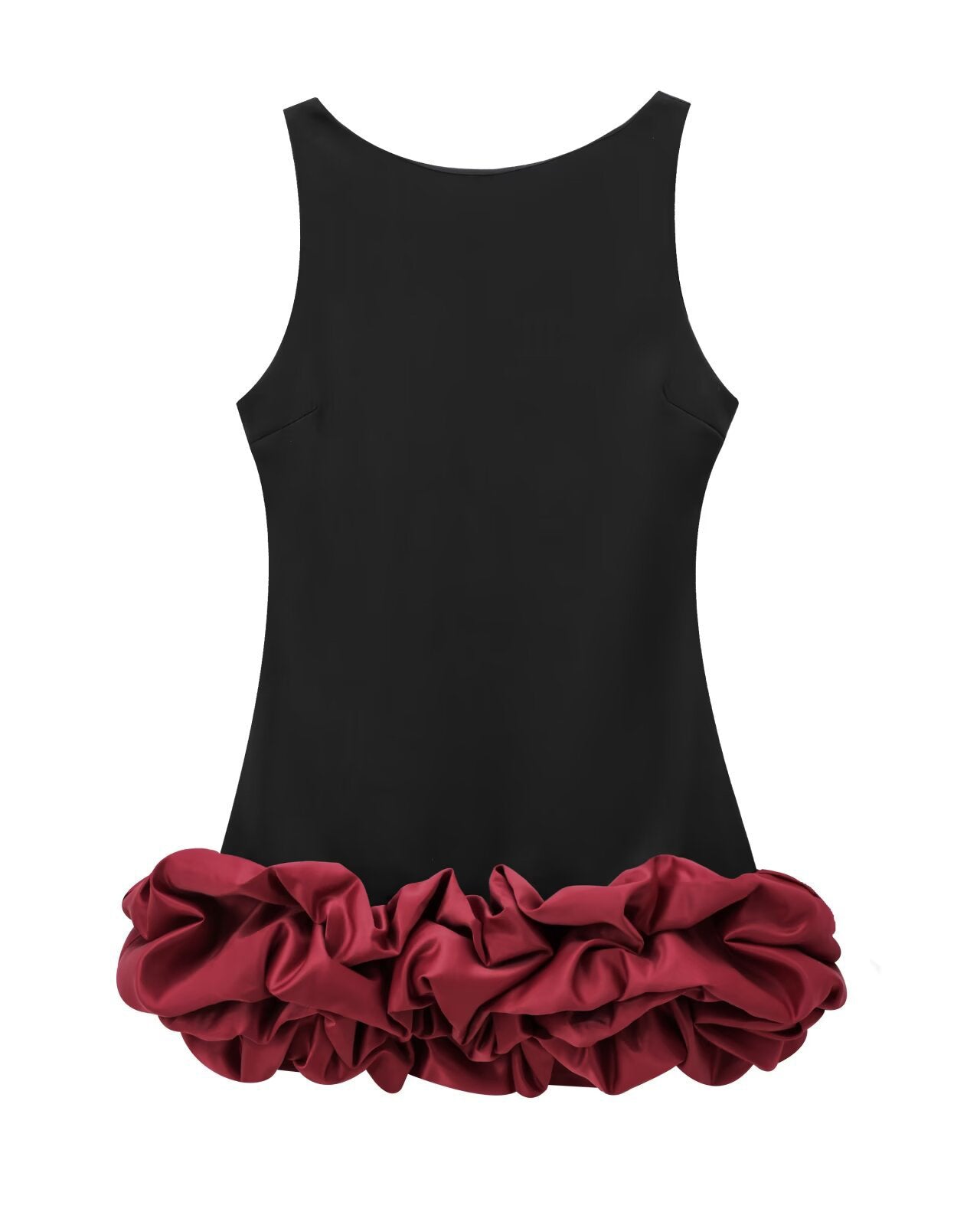 Sleeveless Suspender Flower Bud Patchwork Dress