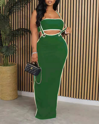 Suspender Long Skirt Suit